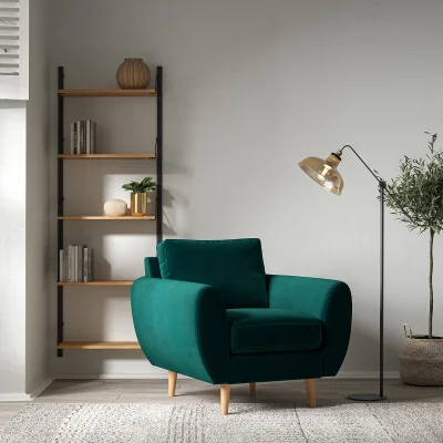 La Redoute Ada Scandi Velvet Armchair with Light Wood Legs