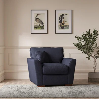La Redoute Florence Textured Woven Armchair with Dark Brown Wood Legs