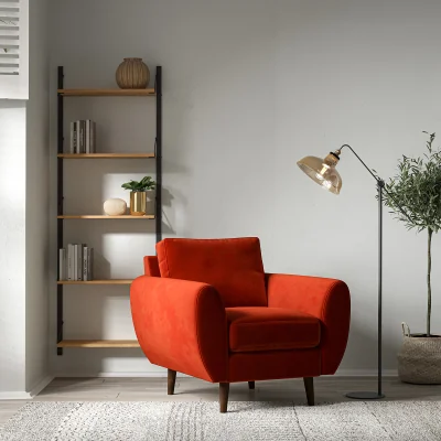 La Redoute Ada Scandi Velvet Armchair with Dark Wood Legs