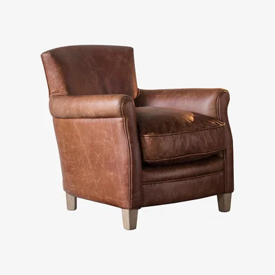 La Redoute Derby Vintage Leather Chair with Roll Top Arms