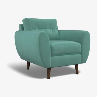 La Redoute Ada Buttoned Velvet Armchair with Dark Wood Legs