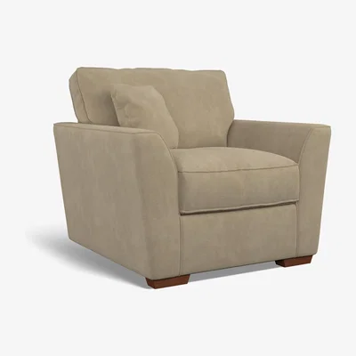 La Redoute Florence Soft Brushed Armchair with Dark Brown Wood Legs