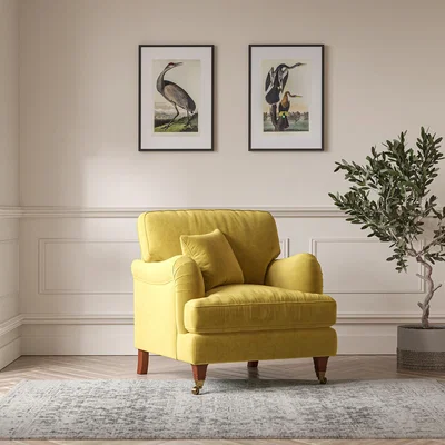 La Redoute Emeline Textured Velvet Armchair with Antique Castor Legs