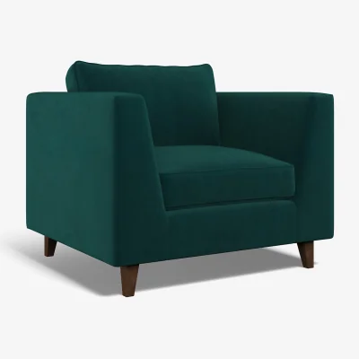 La Redoute Claudia Angular Velvet Feather Armchair with Dark Wood Legs