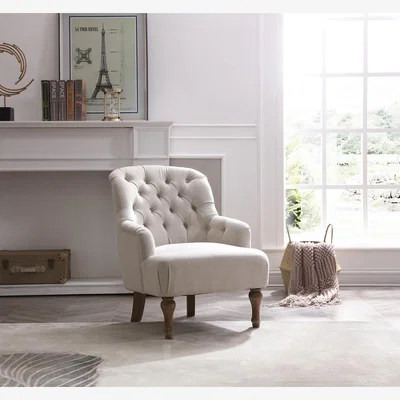 La Redoute Bonnie Textured Linen Buttoned Accent Chair