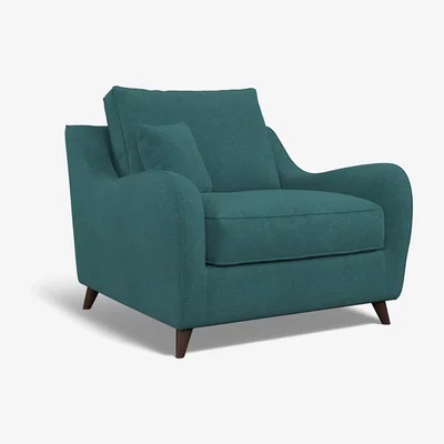 La Redoute Amelia Soft Brushed Armchair with Dark Antique Wood Legs