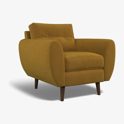 La Redoute Ada Buttoned Velvet Armchair with Dark Wood Legs