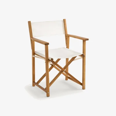 La Redoute Acacia and Canvas Folding Table Armchair Alfred