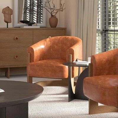 La Redoute Leland Curve Leather Tub Chair