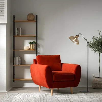 La Redoute Ada Scandi Velvet Armchair with Light Wood Legs