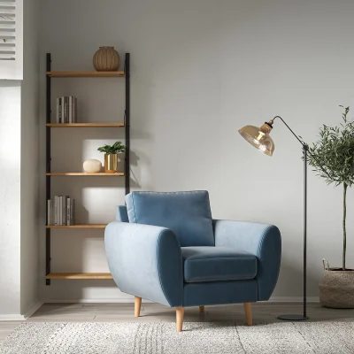 La Redoute Ada Scandi Velvet Armchair with Light Wood Legs