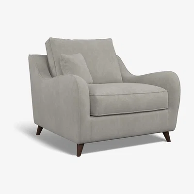 La Redoute Amelia Soft Brushed Armchair with Dark Antique Wood Legs