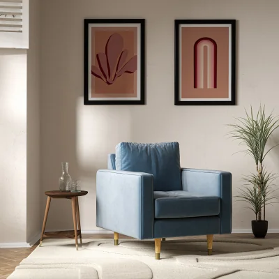 La Redoute Coco Mid-Century Velvet Armchair with Light Wood Legs