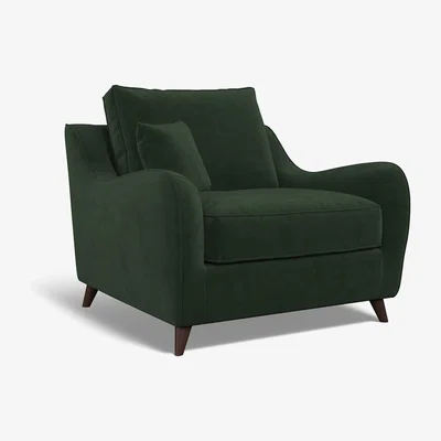 La Redoute Amelia Velvet Armchair with Dark Antique Wood Legs
