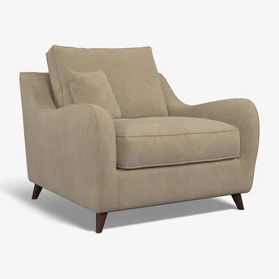 La Redoute Amelia Soft Brushed Armchair with Dark Wood Legs