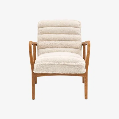 La Redoute Fairfield Mid-Century Sheepskin Armchair with Solid Wood Frame