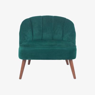 La Redoute Forest Green Velvet Chair with Walnut Effect Legs