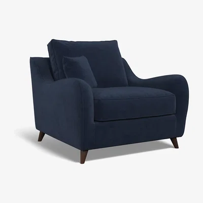 La Redoute Amelia Velvet Armchair with Dark Antique Wood Legs