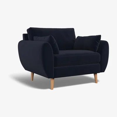 La Redoute Ada Velvet Snuggle Chair with Light Wood Legs