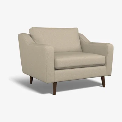 La Redoute Rosa Soft Woven Snuggle Chair with Dark Wood Legs