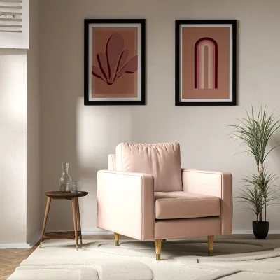 La Redoute Coco Mid-Century Soft Brushed Armchair with Light Wood Legs