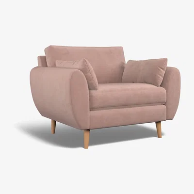 La Redoute Ada Velvet Snuggle Chair with Light Wood Legs
