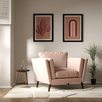 La Redoute Frida Contemporary Soft Brushed Armchair with Dark Wood Legs & Feather Fillings