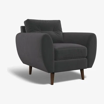 La Redoute Ada Buttoned Velvet Armchair with Dark Wood Legs