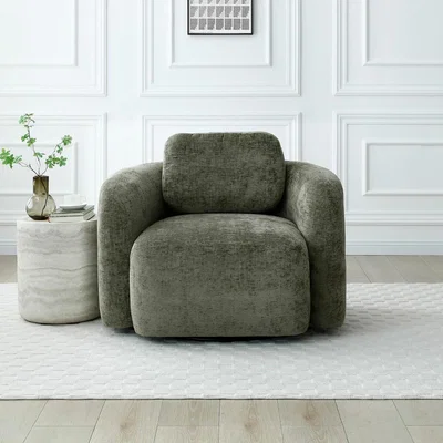 La Redoute Muse Distressed Chenille Swivel Chair