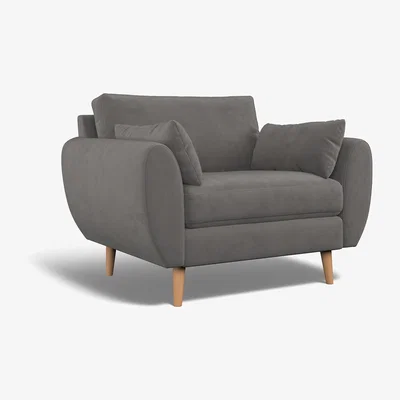 La Redoute Ada Velvet Snuggle Chair with Light Wood Legs