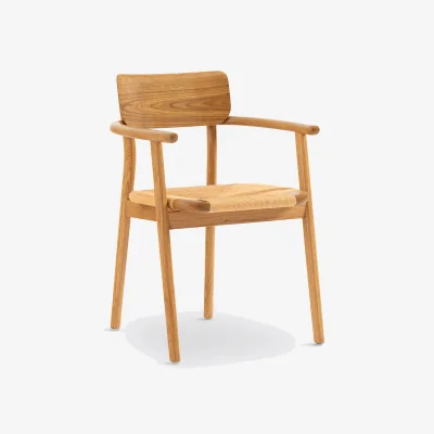La Redoute Pipo Solid Oak and Weaving Table Armchair
