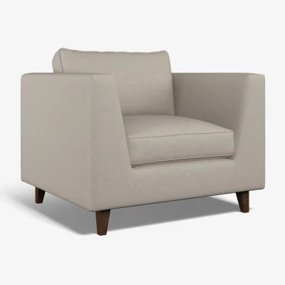 La Redoute Claudia Angular Soft Brushed Feather Armchair with Dark Wood Legs