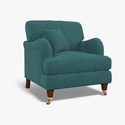 La Redoute Emeline Soft Brushed Armchair with Antique Brass Castor Legs