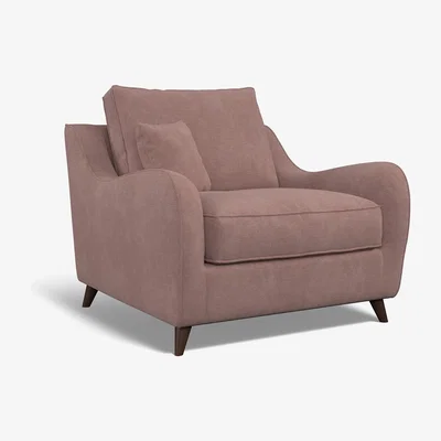 La Redoute Amelia Soft Brushed Armchair with Dark Antique Wood Legs