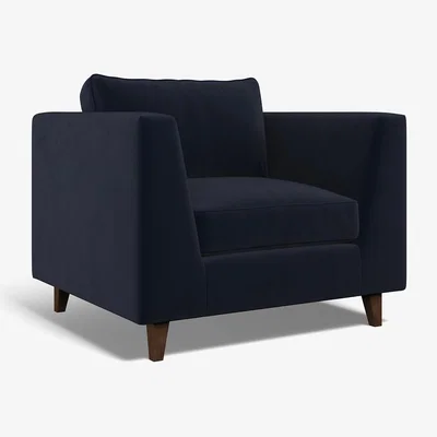 La Redoute Claudia Angular Velvet Armchair with Dark Wood Legs & Feather Fillings