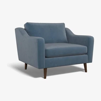 La Redoute Rosa Velvet Snuggle Chair with Dark Wood Legs