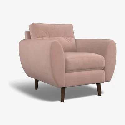 La Redoute Ada Buttoned Velvet Armchair with Dark Wood Legs