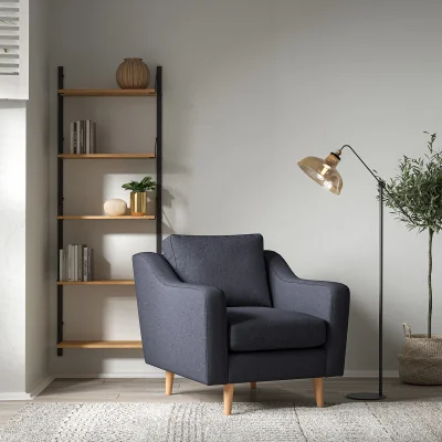 La Redoute Rosa Curve Soft Brushed Armchair with Light Wood Legs