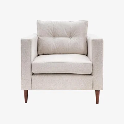 La Redoute Marchfield Buttoned Soft Brushed Armchair with Dark Wood Legs