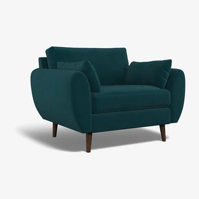 La Redoute Ada Velvet Snuggle Chair with Dark Wood Legs