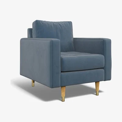 La Redoute Coco Velvet Armchair with Natural Wood Legs
