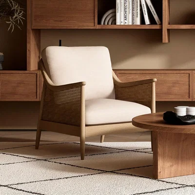 La Redoute Leander Curve Linen & Rattan Chair