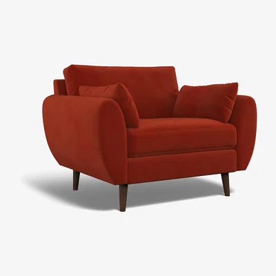 La Redoute Ada Velvet Snuggle Chair with Dark Wood Legs