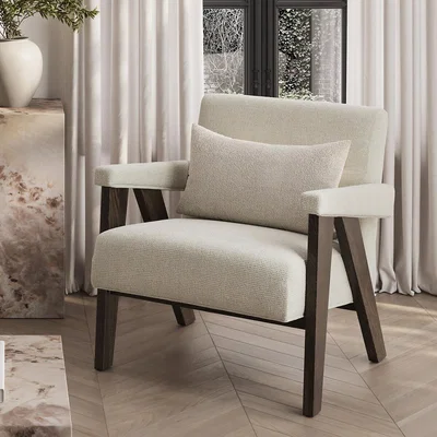 La Redoute Alessa Velvet Tweed Upholstered Accent Armchair