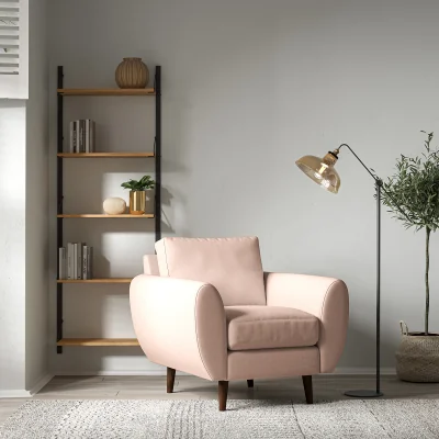 La Redoute Ada Scandi Soft Brushed Armchair with Dark Wood Legs