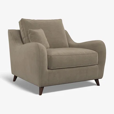 La Redoute Amelia Textured Velvet Armchair with Dark Wood Legs