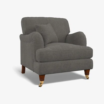 La Redoute Emeline Soft Brushed Armchair with Antique Brass Castor Legs