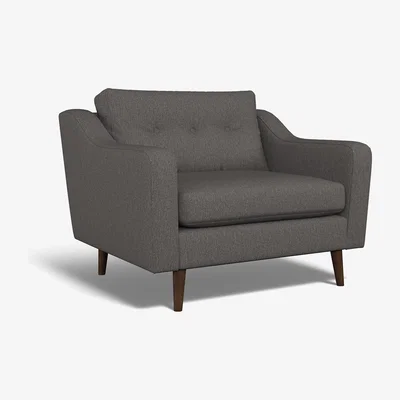 La Redoute Rosa Buttoned Soft Woven Snuggle Chair with Dark Wood Legs