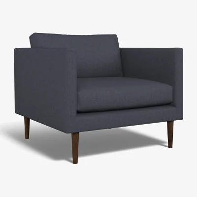 La Redoute Gabriela Modern Soft Brushed Armchair with Dark Wood Legs & Feather Fillings