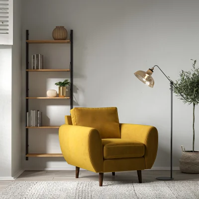 La Redoute Ada Scandi Velvet Armchair with Dark Wood Legs